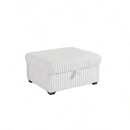 Living Room Square Tufted Upholstered Oversized Accent Ottoman with Storage Box, Large - White.