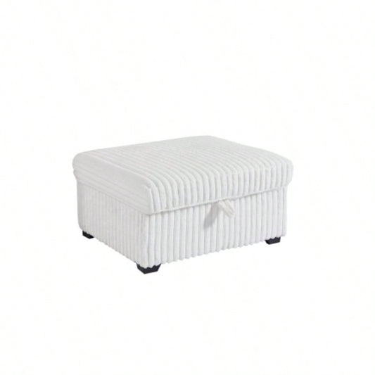 Living Room Square Tufted Upholstered Oversized Accent Ottoman with Storage Box, Large - White.