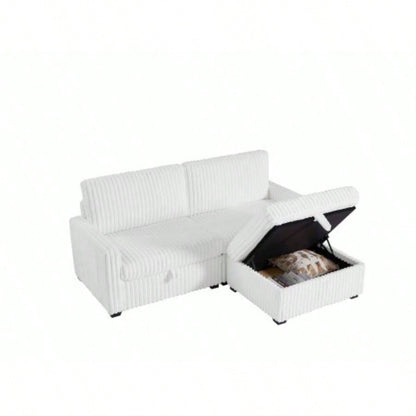 Living Room Square Tufted Upholstered Oversized Accent Ottoman with Storage Box, Large - White.