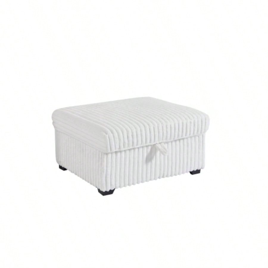 Living Room Square Tufted Upholstered Oversized Accent Ottoman with Storage Box, Large - White.