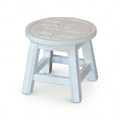 Carved Wooden Step Stool, Butterflies, Espresso
