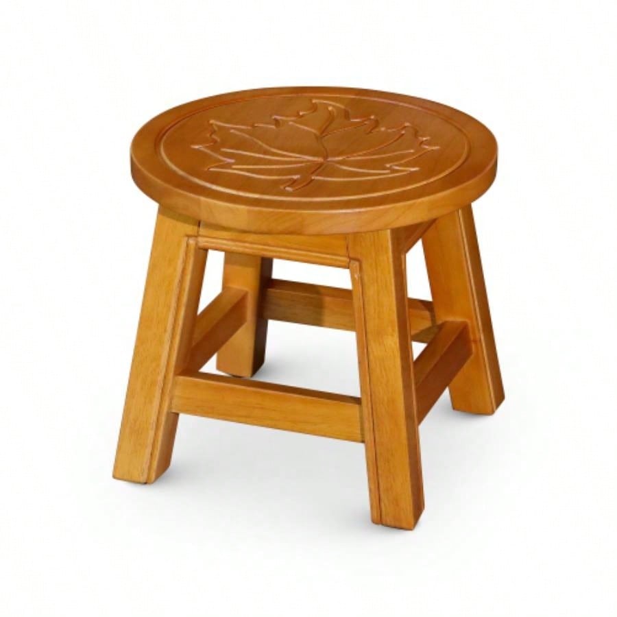 Carved Wooden Step Stool, Butterflies, Espresso