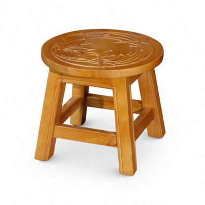 Carved Wooden Step Stool, Butterflies, Espresso