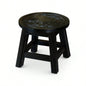 Carved Wooden Step Stool, Butterflies, Espresso
