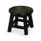 Carved Wooden Step Stool, Butterflies, Espresso