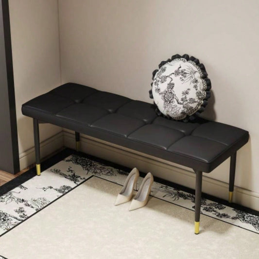 47*16 Inch Multifunctional Black Shoe - Faux PU Cushion, Sturdy Metal With Gold Accents. Suitable Bedroom, Fitting room, Storage room, Dining room, and Living room, etc. W1151P214994