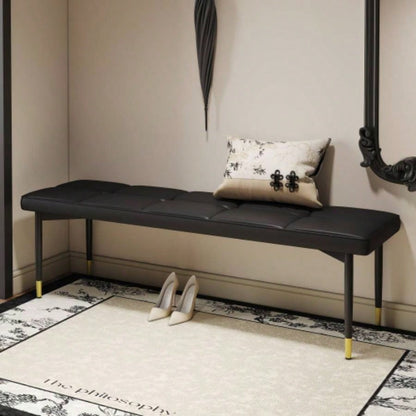 47*16 Inch Multifunctional Black Shoe - Faux PU Cushion, Sturdy Metal With Gold Accents. Suitable Bedroom, Fitting room, Storage room, Dining room, and Living room, etc. W1151P214994
