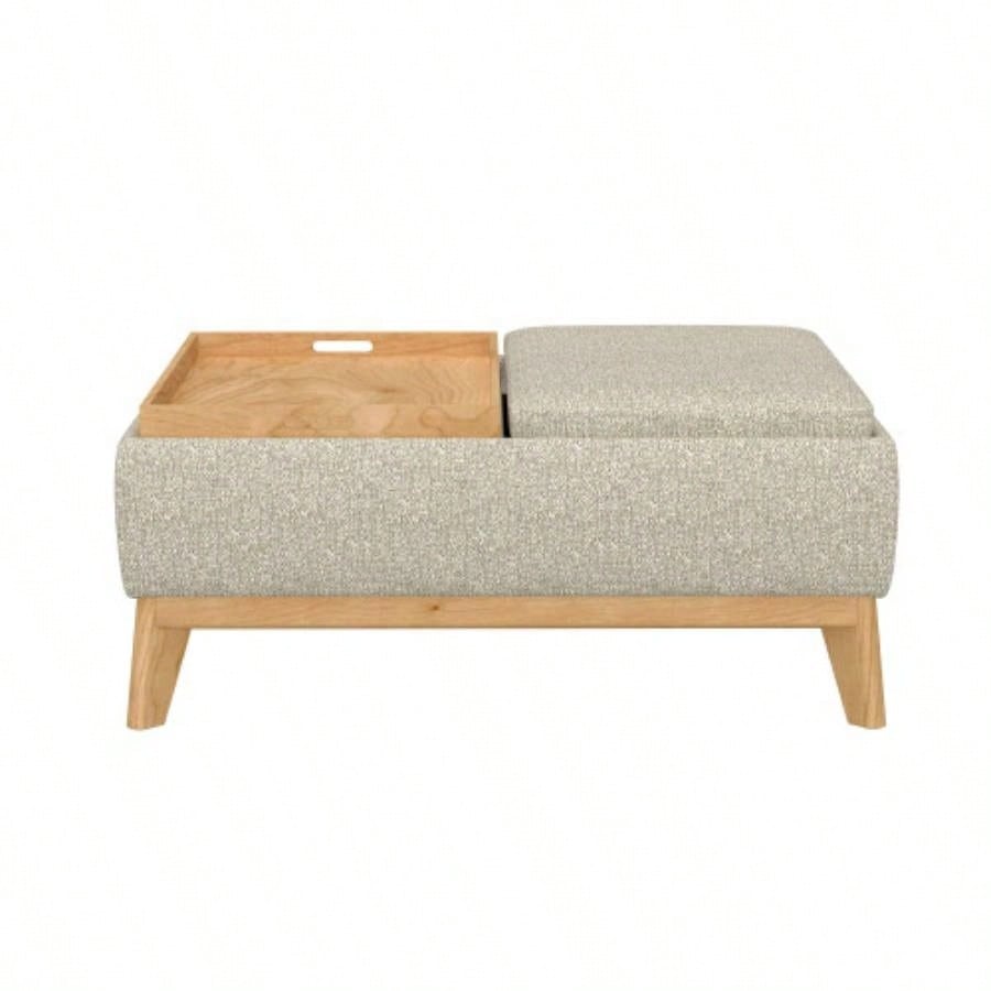 Tan Reversible Tray Ottoman
