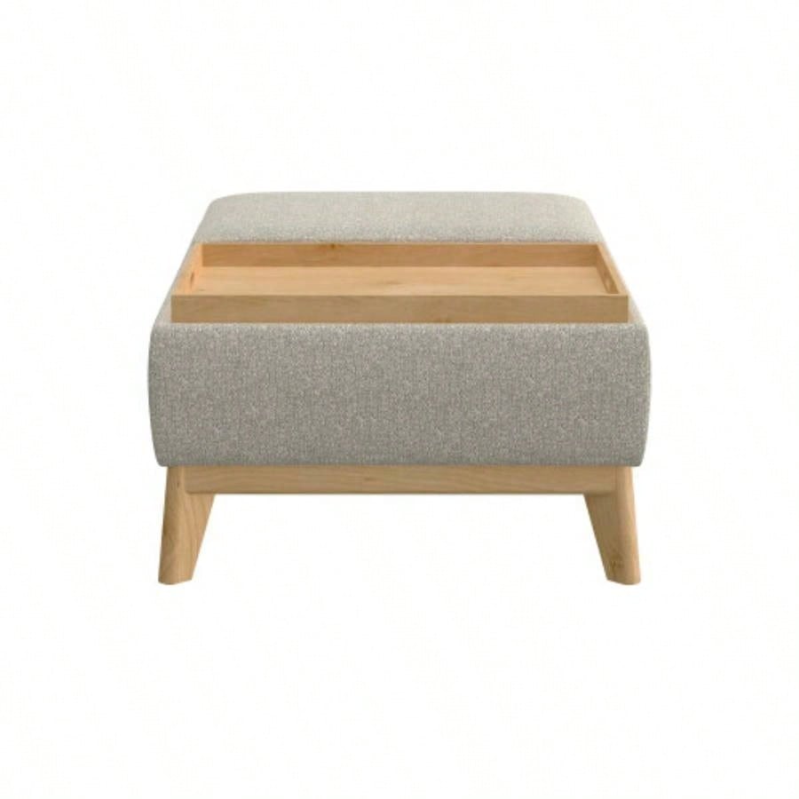 Tan Reversible Tray Ottoman