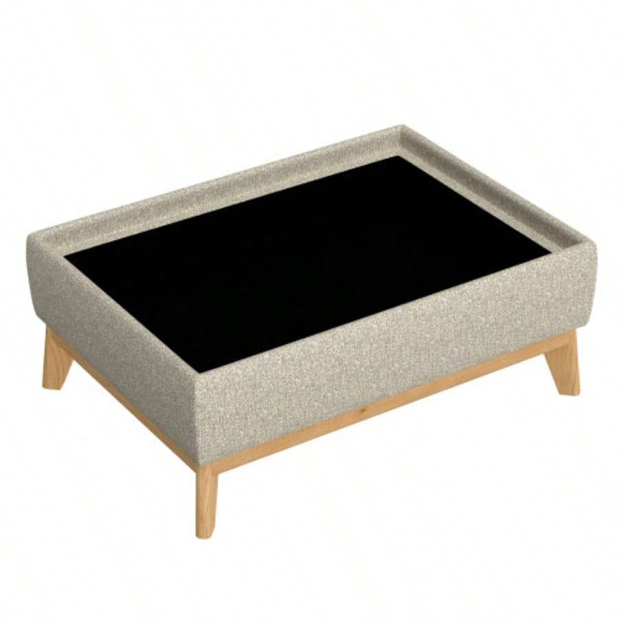Tan Reversible Tray Ottoman