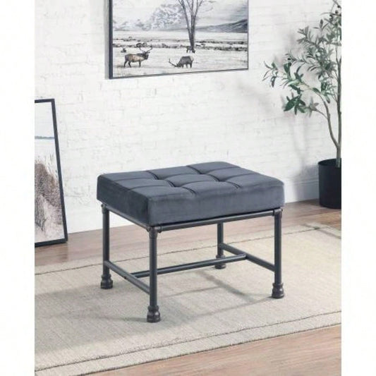 Gray Velvet Sandy Gray Ottoman