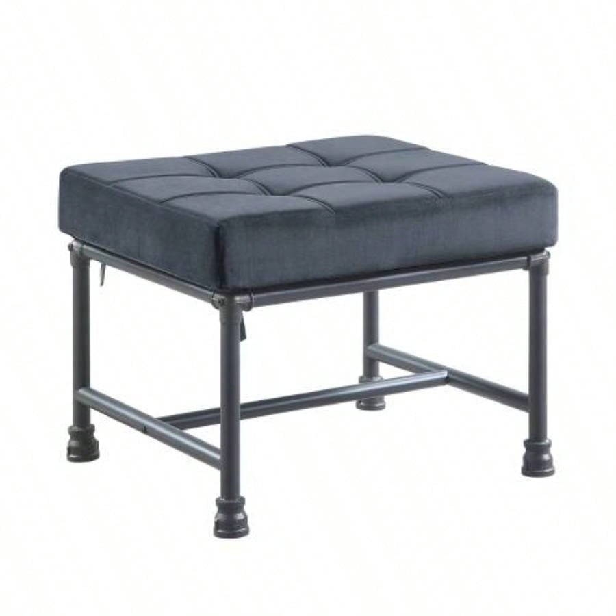 Gray Velvet Sandy Gray Ottoman