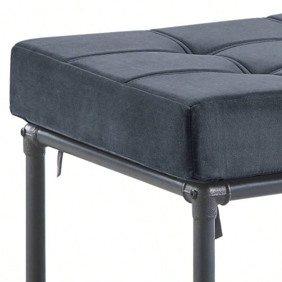 Gray Velvet Sandy Gray Ottoman