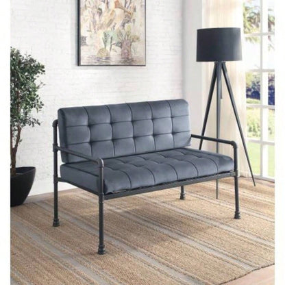 Gray Velvet Sandy Gray Ottoman