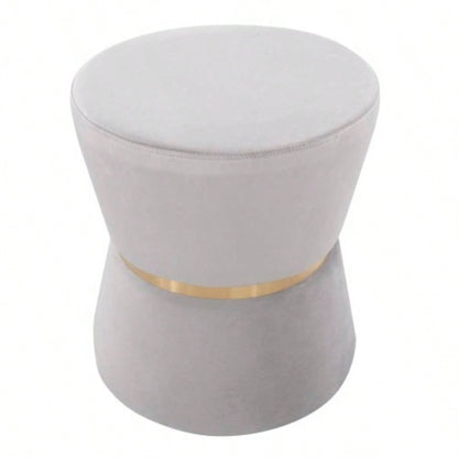 Gemma Contemporary/Glam Ottoman in Silver Velvet and Gold Metal by LumiSource