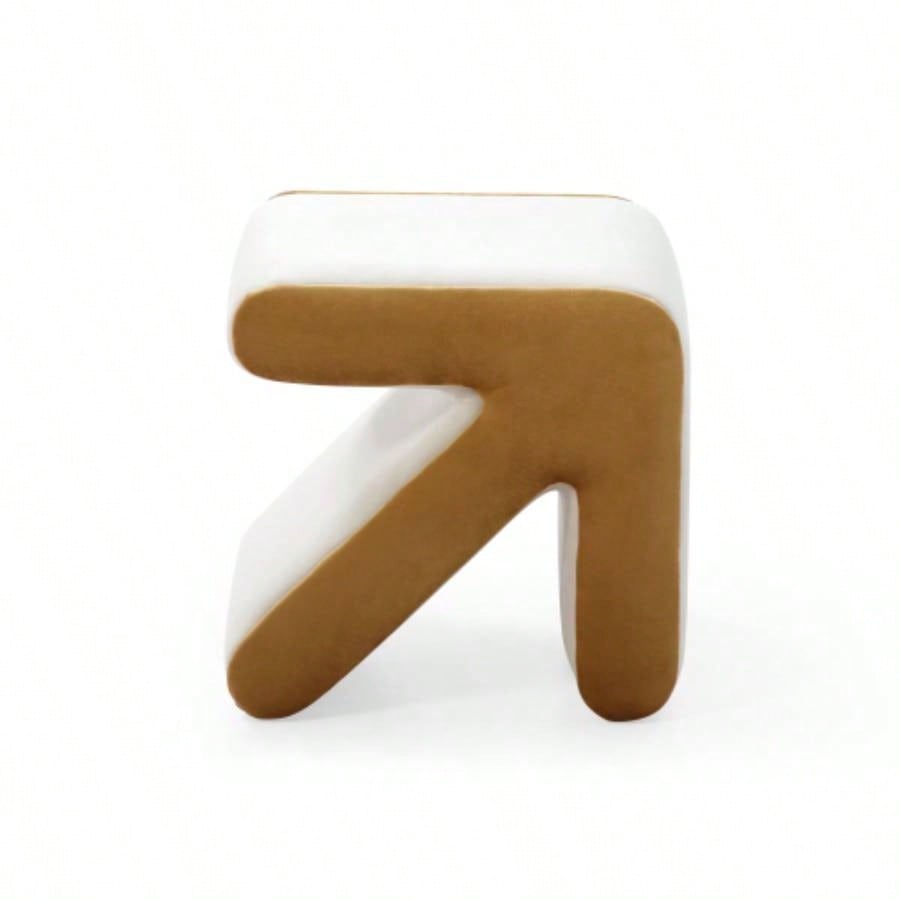Modern Upholstered Velvet Sofa Stool Kids Stool Shoe Footrest Footstool Multifaceted Stool Ottoman Coffee Table Design Handicraft Decoration Living Room Bedroom, Beige+Gold