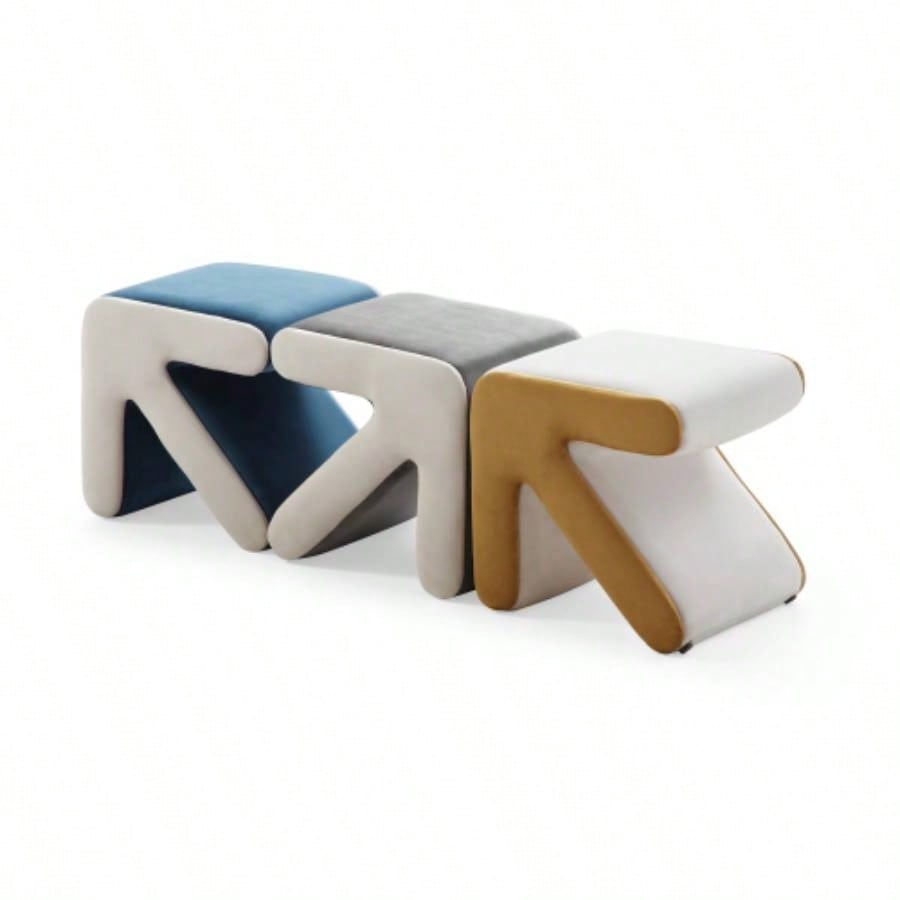 Modern Upholstered Velvet Sofa Stool Kids Stool Shoe Footrest Footstool Multifaceted Stool Ottoman Coffee Table Design Handicraft Decoration Living Room Bedroom, Beige+Gold