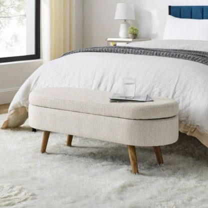 Ottoman Oval Storage, Rubber Wood, BLUE43.5x16x16