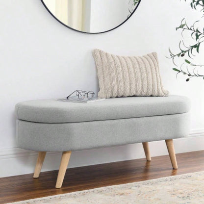 Ottoman Oval Storage, Rubber Wood, BLUE43.5x16x16