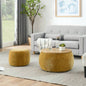 Round Storage Ottoman, 2 in 1 Function, Work as End table and Ottoman, with small, Dark blue25x25x14.