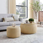 Round Storage Ottoman, 2 in 1 Function, Work as End table and Ottoman, with small, Dark blue25x25x14.