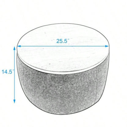 Round Storage Ottoman, 2 in 1 Function, Work as End table and Ottoman, Navy 25.5x25.5x14.5