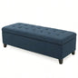 Upholstered Storage Ottoman, Entryway, End of Bed, Ottoman Foot Rest Living Room Bedroom, Navy Blue 50.75 Length