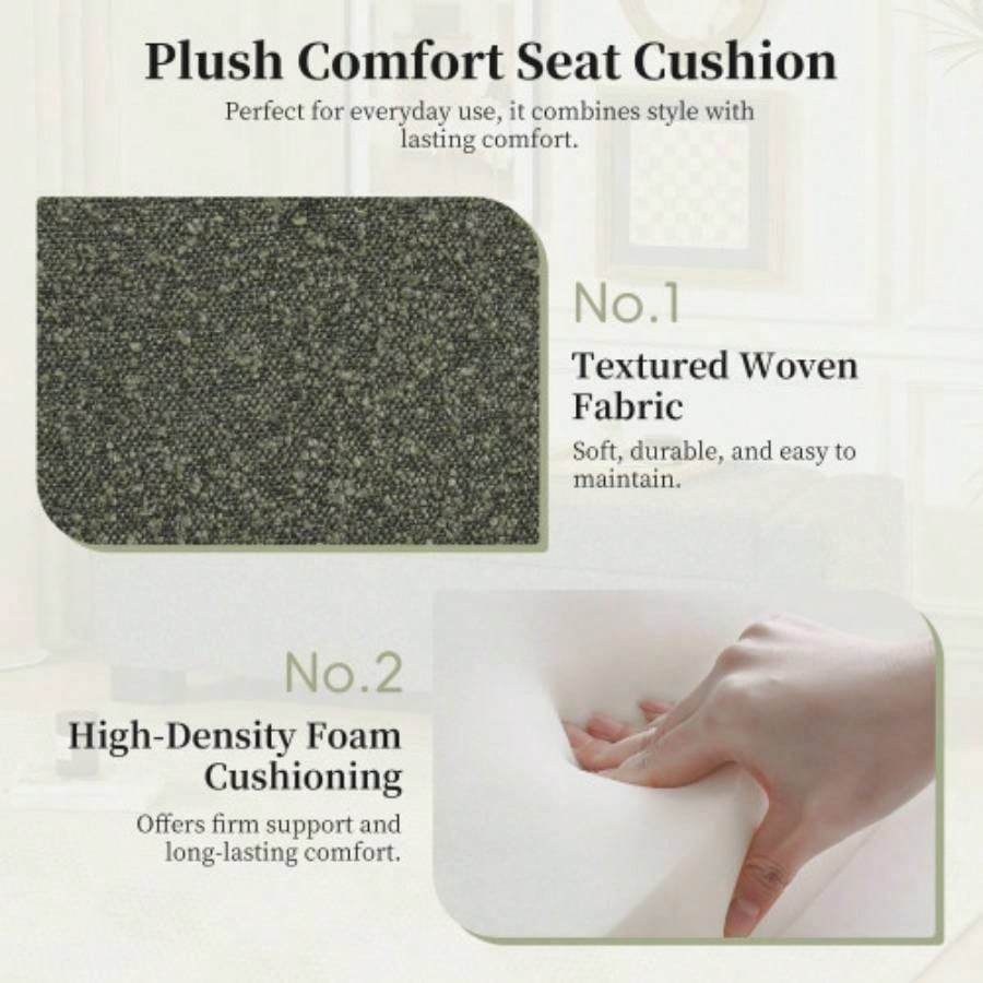 50 Ottoman in Textured Fabric, Rectangular Design with Hinged Lid Seating, Footrest, and Hidden Storage, Living Room, Bedroom, or Entryway