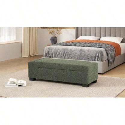 50 Ottoman in Textured Fabric, Rectangular Design with Hinged Lid Seating, Footrest, and Hidden Storage, Living Room, Bedroom, or Entryway