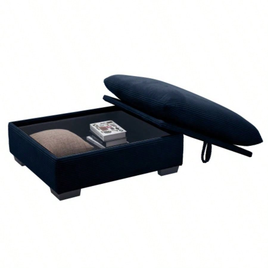 Corduroy Fabric Ottomans Footrest to Combine with 2 Seater Sofa, 3 Seater Sofa and 4 Seater Sofa, Bule Corduroy