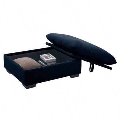 Corduroy Fabric Ottomans Footrest to Combine with 2 Seater Sofa, 3 Seater Sofa and 4 Seater Sofa, Bule Corduroy