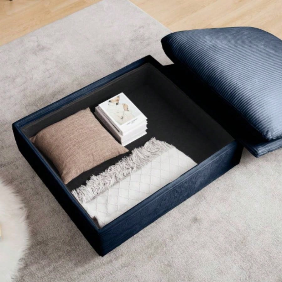 Corduroy Fabric Ottomans Footrest to Combine with 2 Seater Sofa, 3 Seater Sofa and 4 Seater Sofa, Bule Corduroy