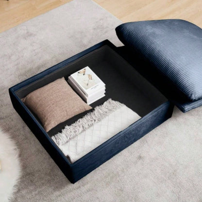 Corduroy Fabric Ottomans Footrest to Combine with 2 Seater Sofa, 3 Seater Sofa and 4 Seater Sofa, Bule Corduroy