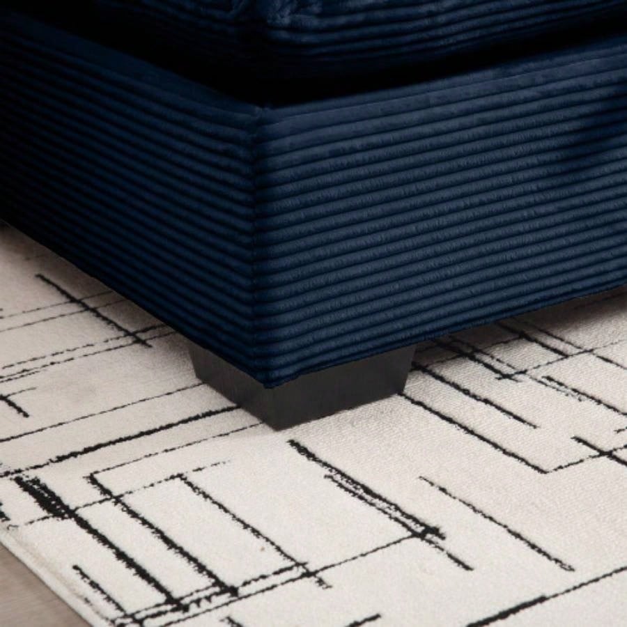 Corduroy Fabric Ottomans Footrest to Combine with 2 Seater Sofa, 3 Seater Sofa and 4 Seater Sofa, Bule Corduroy