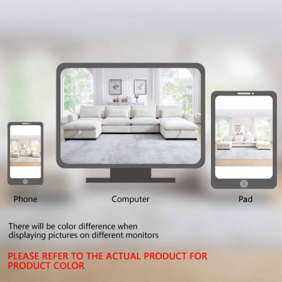 Corduroy Fabric Ottomans Footrest to Combine with 2 Seater Sofa, 3 Seater Sofa and 4 Seater Sofa, Bule Corduroy