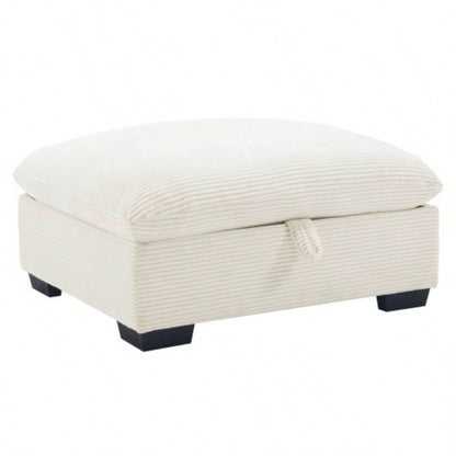 Corduroy Fabric Ottomans Footrest to Combine with 2 Seater Sofa, 3 Seater Sofa and 4 Seater Sofa, Bule Corduroy