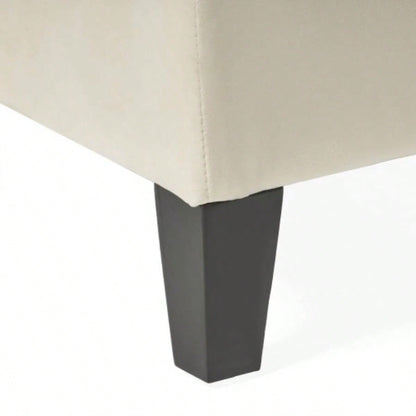 Button - Tufted and - Stitched Storage Ottoman, Beige