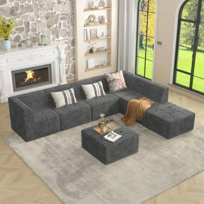 Ottoman sofa Compressed Sectional Sofa Modern Minimalist Style Corduroy Couch, Sleeper Sofa Living Room, Bedroom, Comfy Compressed Sofa Couch Space - Efficient Design -