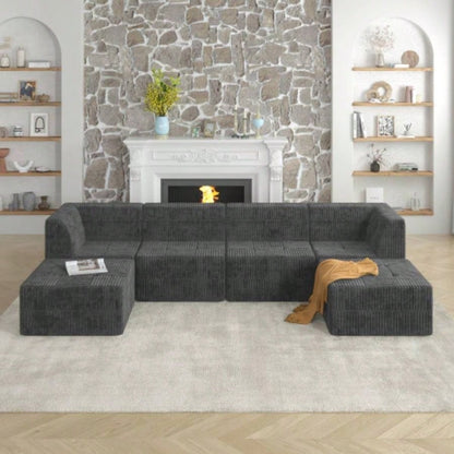 Ottoman sofa Compressed Sectional Sofa Modern Minimalist Style Corduroy Couch, Sleeper Sofa Living Room, Bedroom, Comfy Compressed Sofa Couch Space - Efficient Design -