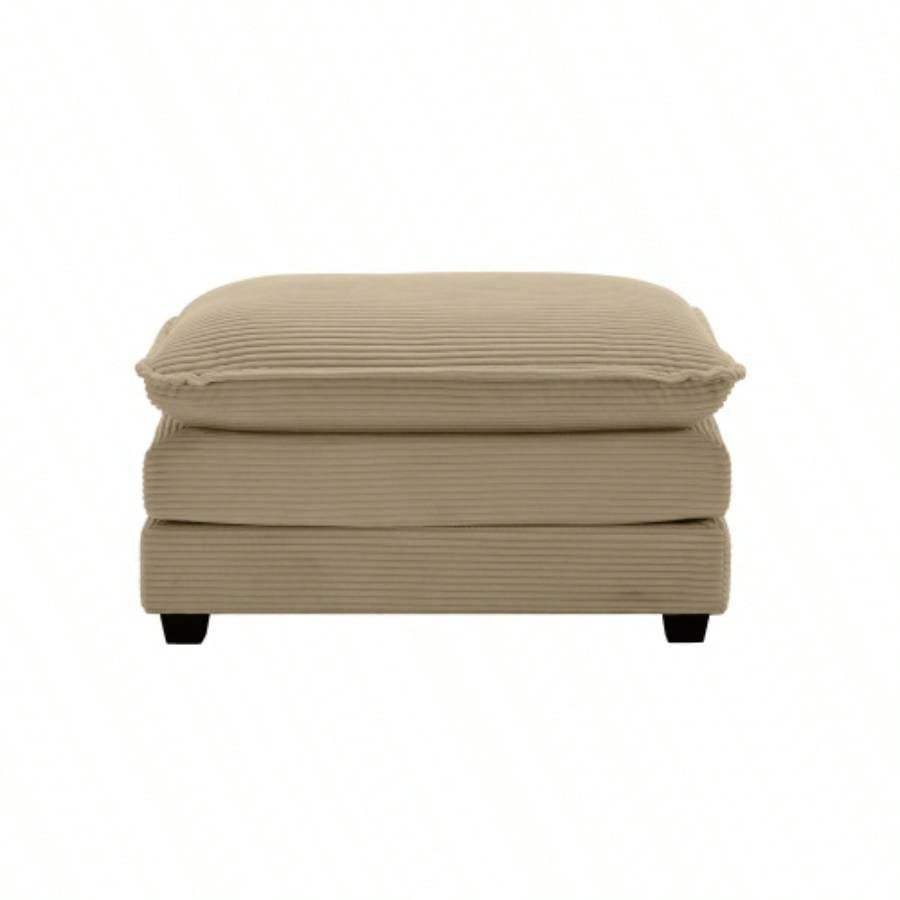 Ottoman Footstool in Corduroy Fabric, Can be Used with 2 Seater Sofas, 3 Seater Sofas and 4 Seater Sofas, Beige Corduroy Fabric
