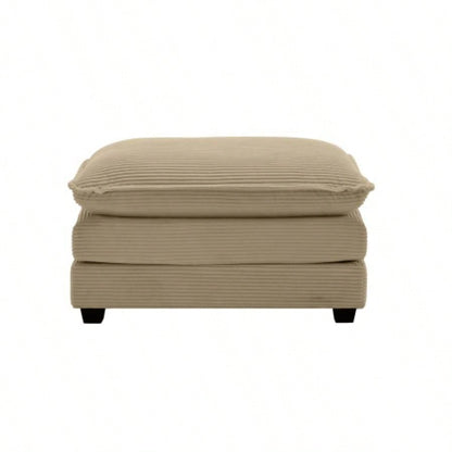 Ottoman Footstool in Corduroy Fabric, Can be Used with 2 Seater Sofas, 3 Seater Sofas and 4 Seater Sofas, Beige Corduroy Fabric