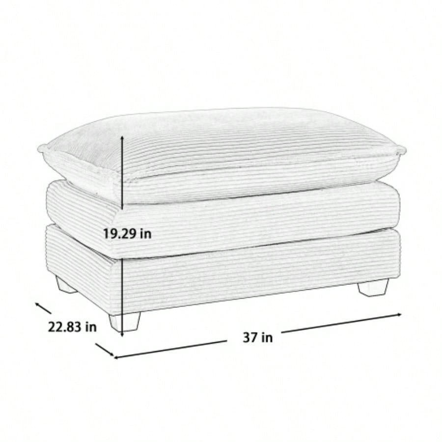 Ottoman Footstool in Corduroy Fabric, Can be Used with 2 Seater Sofas, 3 Seater Sofas and 4 Seater Sofas, Tan Corduroy Fabric