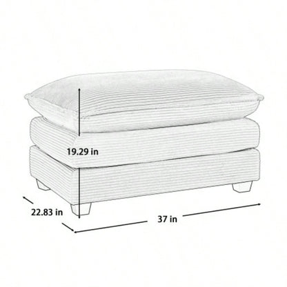 Ottoman Footstool in Corduroy Fabric, Can be Used with 2 Seater Sofas, 3 Seater Sofas and 4 Seater Sofas, Tan Corduroy Fabric