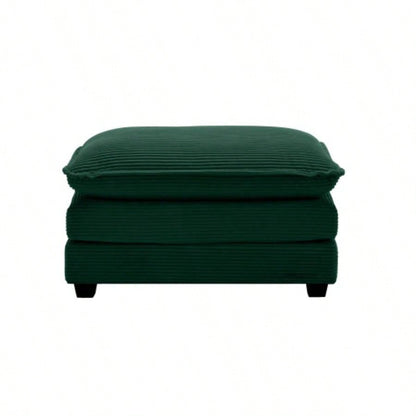 Ottoman Footstool in Corduroy Fabric, Can be Used with 2 Seater Sofas, 3 Seater Sofas and 4 Seater Sofas, Beige Corduroy Fabric