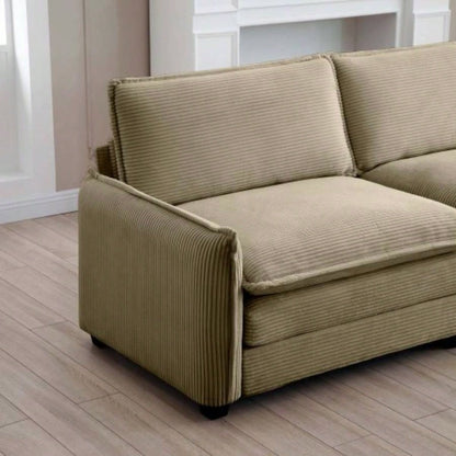 Ottoman Footstool in Corduroy Fabric, Can be Used with 2 Seater Sofas, 3 Seater Sofas and 4 Seater Sofas, Tan Corduroy Fabric