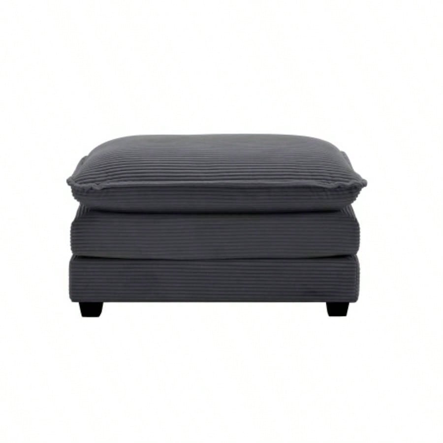 Ottoman Footstool in Corduroy Fabric, Can be Used with 2 Seater Sofas, 3 Seater Sofas and 4 Seater Sofas, Beige Corduroy Fabric
