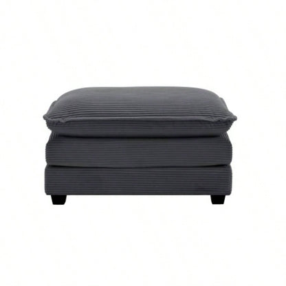 Ottoman Footstool in Corduroy Fabric, Can be Used with 2 Seater Sofas, 3 Seater Sofas and 4 Seater Sofas, Beige Corduroy Fabric