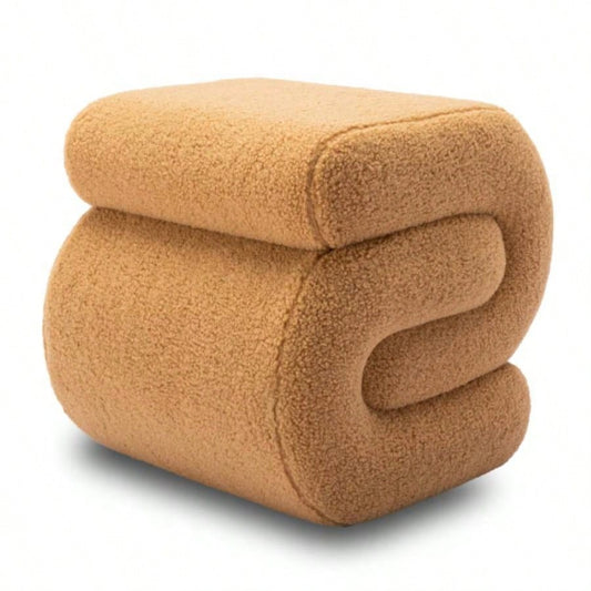 S - shape Teddy Fabric Ottoman Makeup Stool Footstool, Coffee