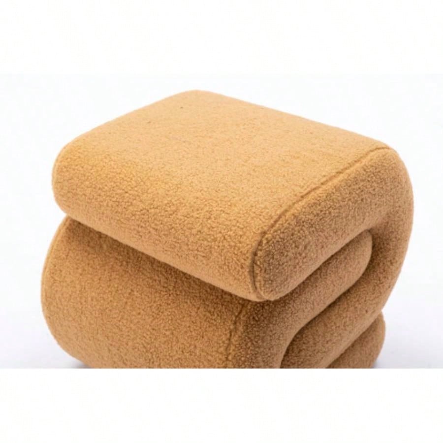 S - shape Teddy Fabric Ottoman Makeup Stool Footstool, Coffee