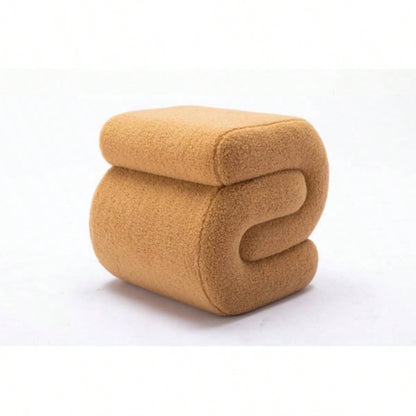 S - shape Teddy Fabric Ottoman Makeup Stool Footstool, Coffee